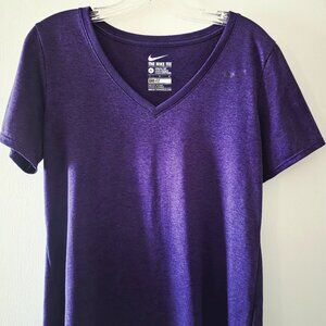 Nike Dri Fit women's logo tee, v neck, purple, size L